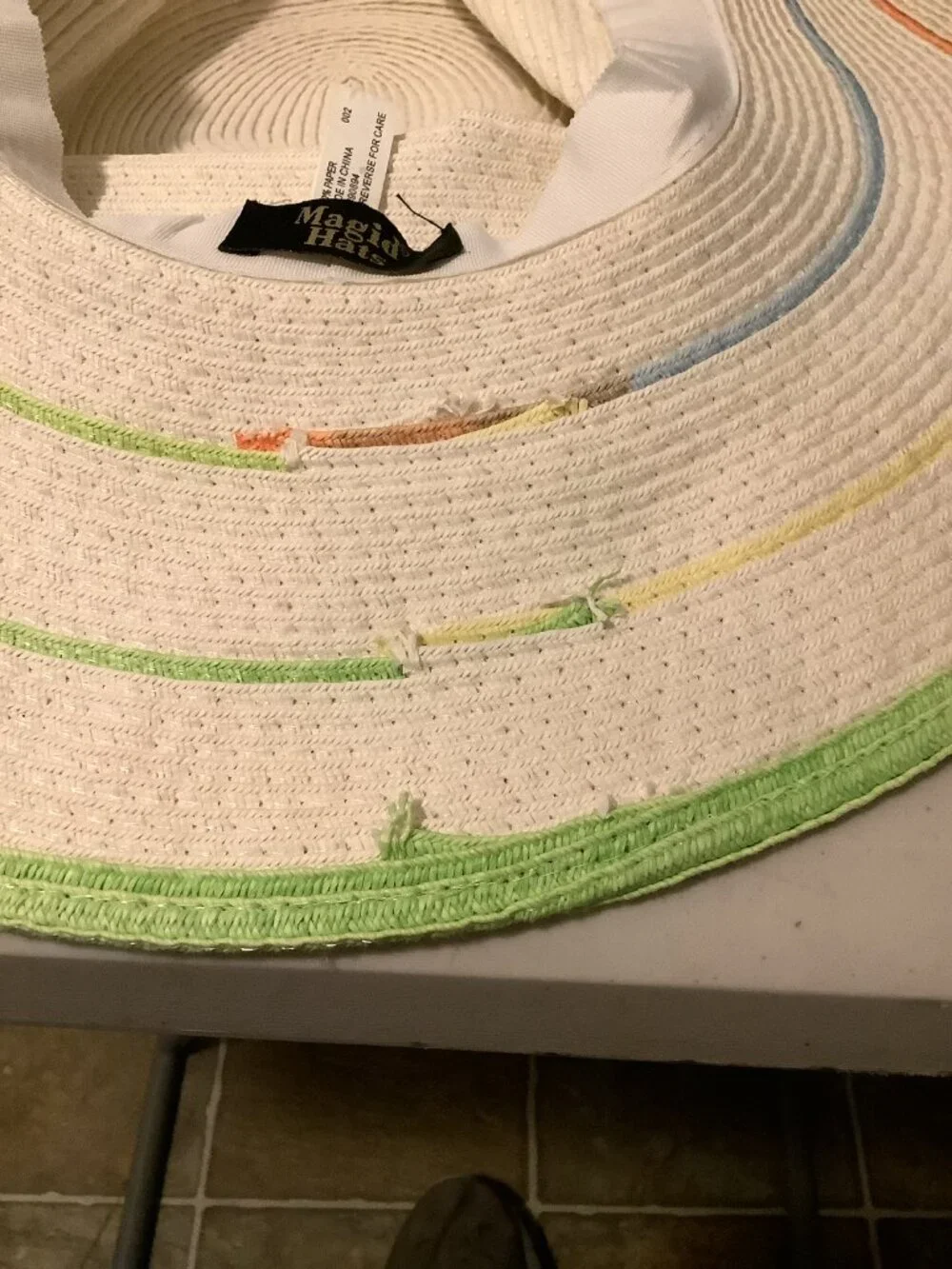 Magid Hats 100% Paper Straw Wide Brim Floppy Sun Hat GUC One Size